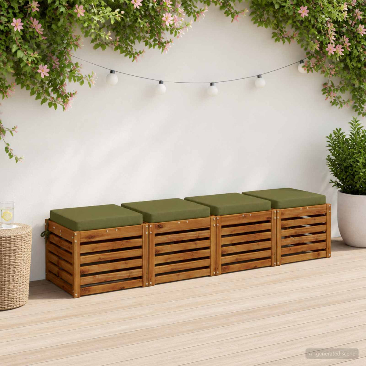 Vidaxl 4-piece zitkussens soest 4 st 100% polyester olijfgroen