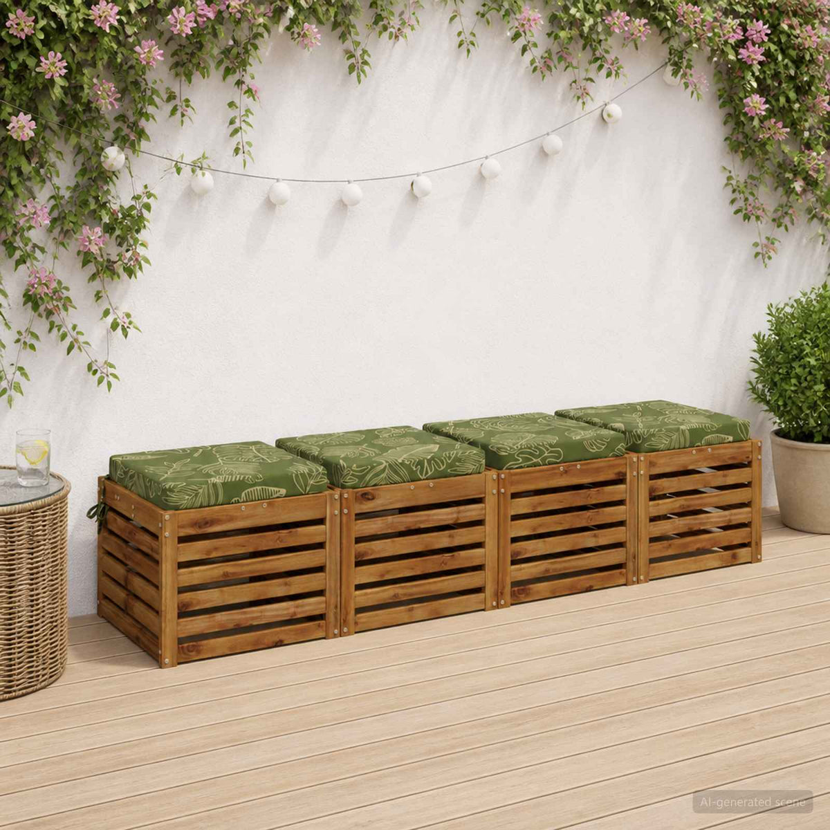Vidaxl 4-piece zitkussens soest 4 st 100% polyester bladontwerp