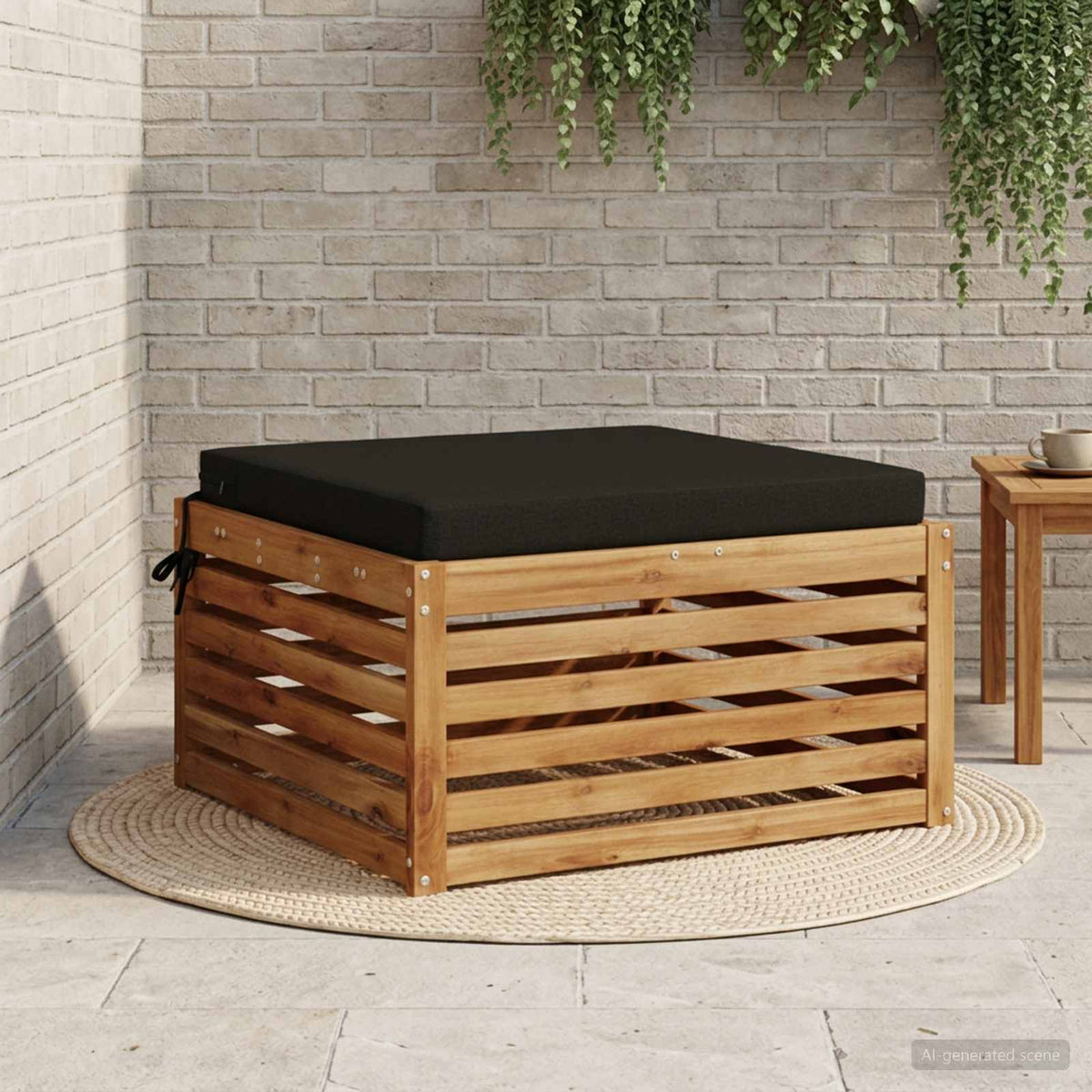 Vidaxl 1-piece zitkussen soest 100% polyester zwart 60 x 60 x 7 cm