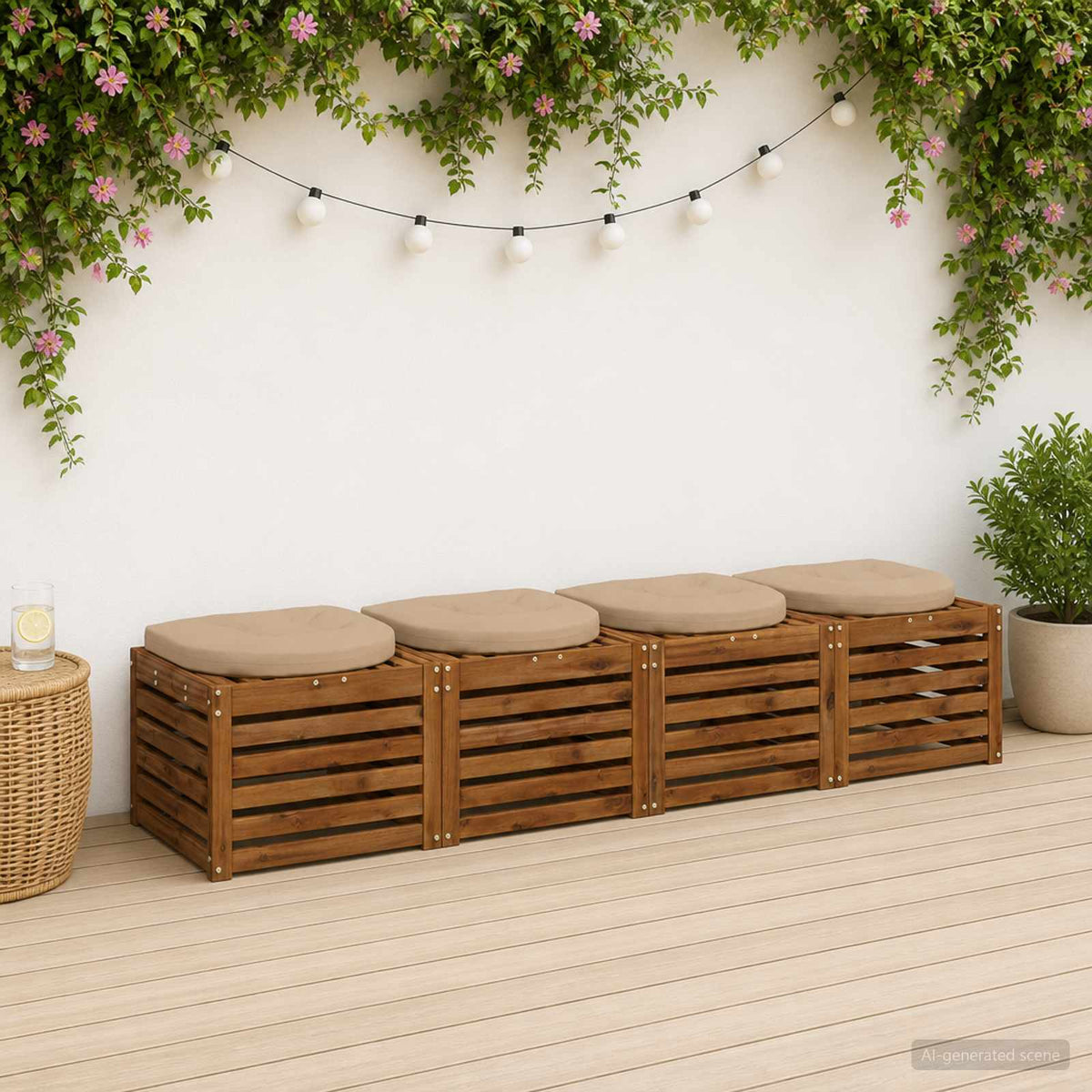 Vidaxl 4-piece zitkussens 4 st 100% polyester zand 45 x 45 x 5 cm