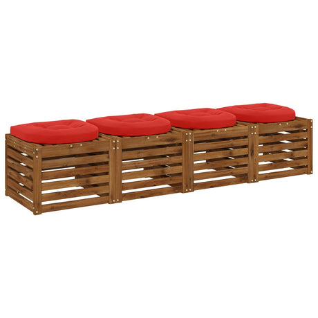 Vidaxl 4-piece zitkussens 4 st 100% polyester rood 45 x 45 x 5 cm