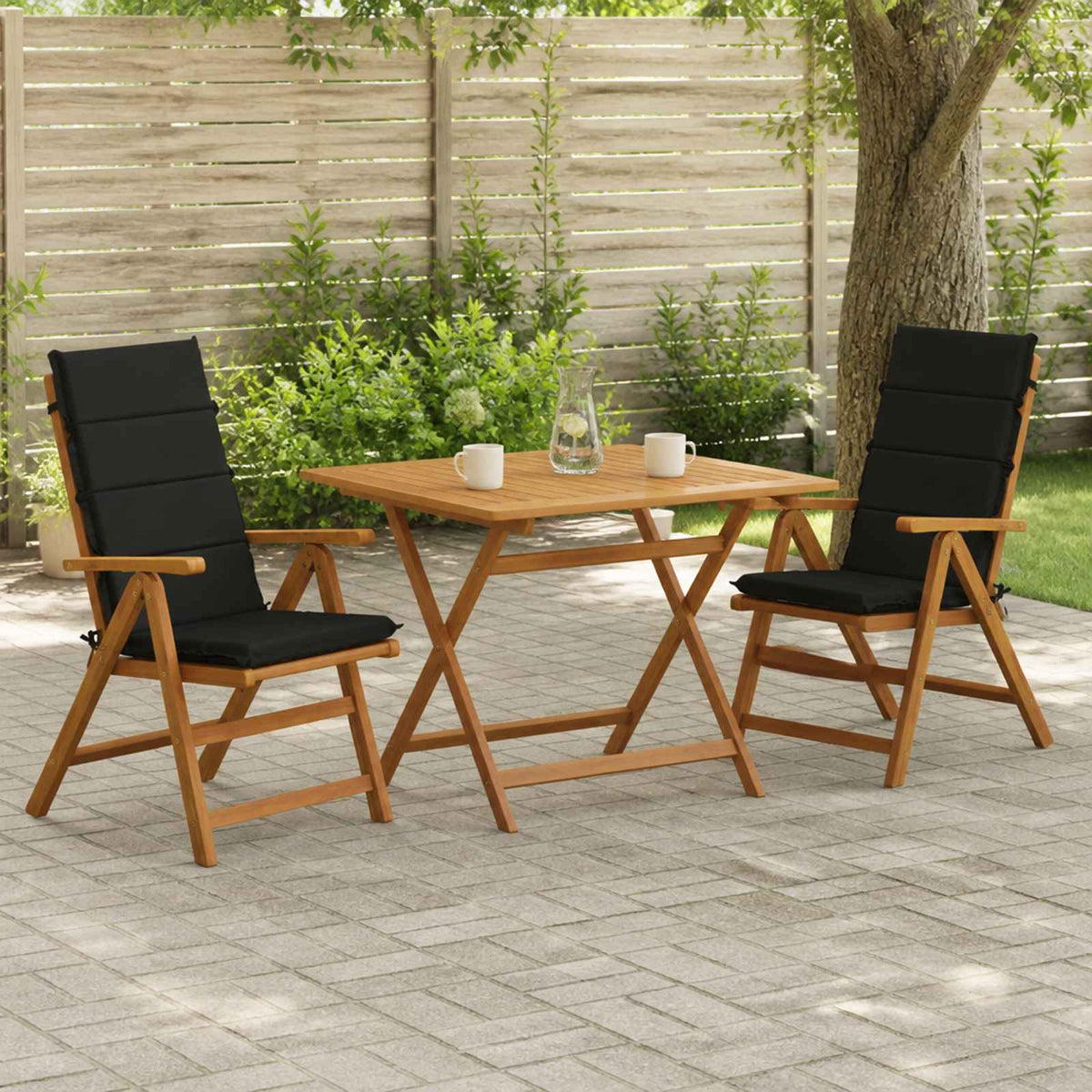 Vidaxl 2-delige hoog rug bhair kussens gemert 100% polyester zwart