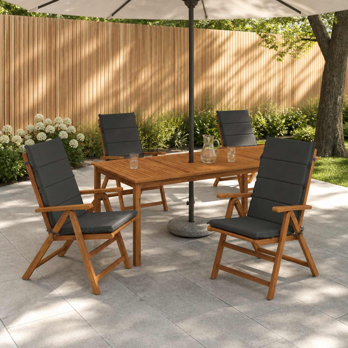 Vidaxl 4-delige hoog rug bhair kussens gemert 100% polyester antraciet