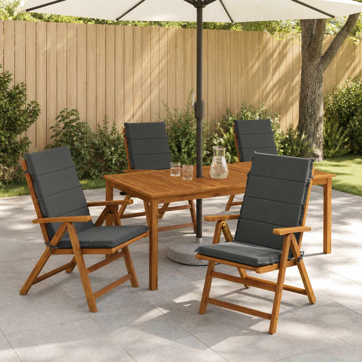 Vidaxl 4-delige hoog rug bhair kussens gemert 100% polyester antraciet