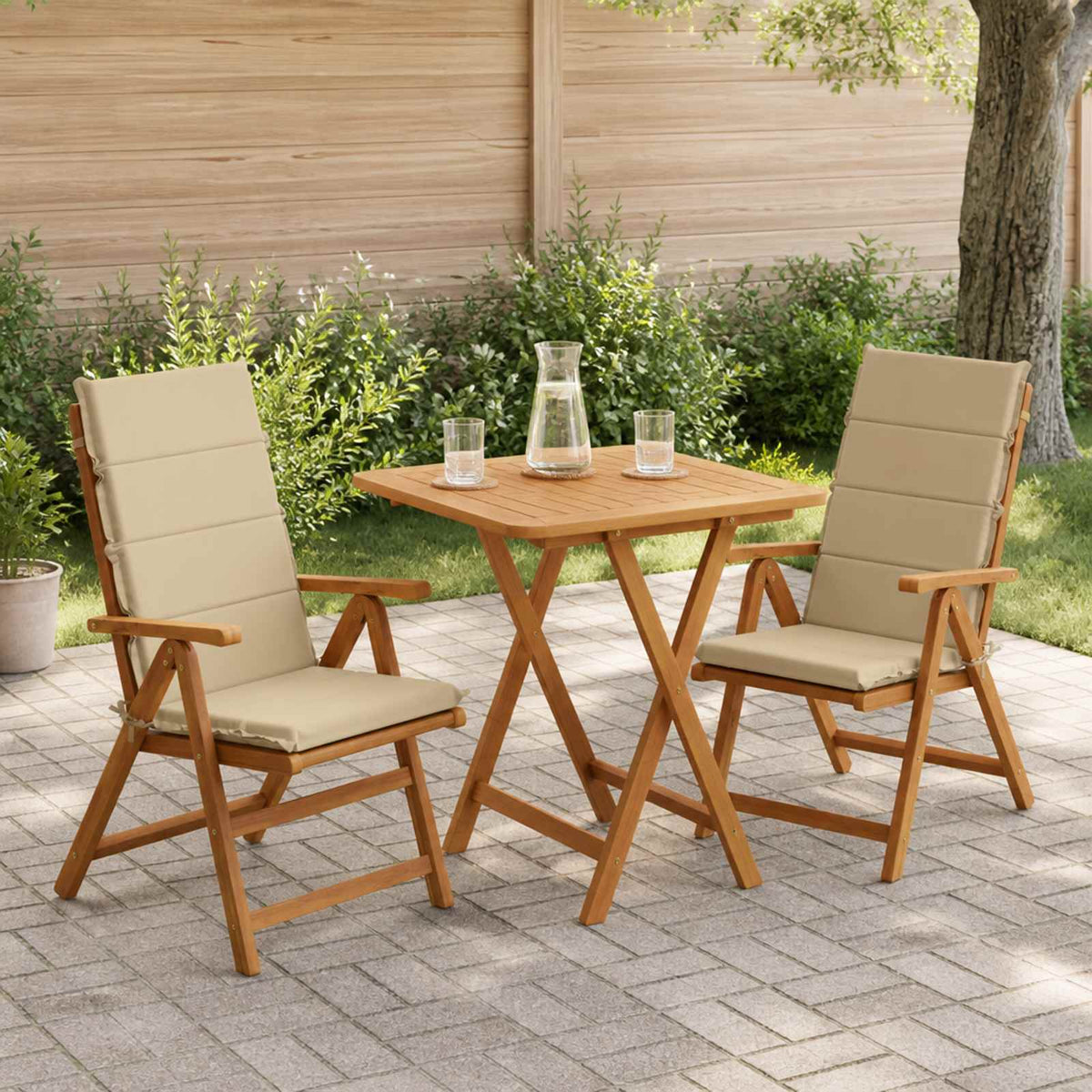 Vidaxl 2-delige hoog rug bhair kussens gemert 100% polyester beige