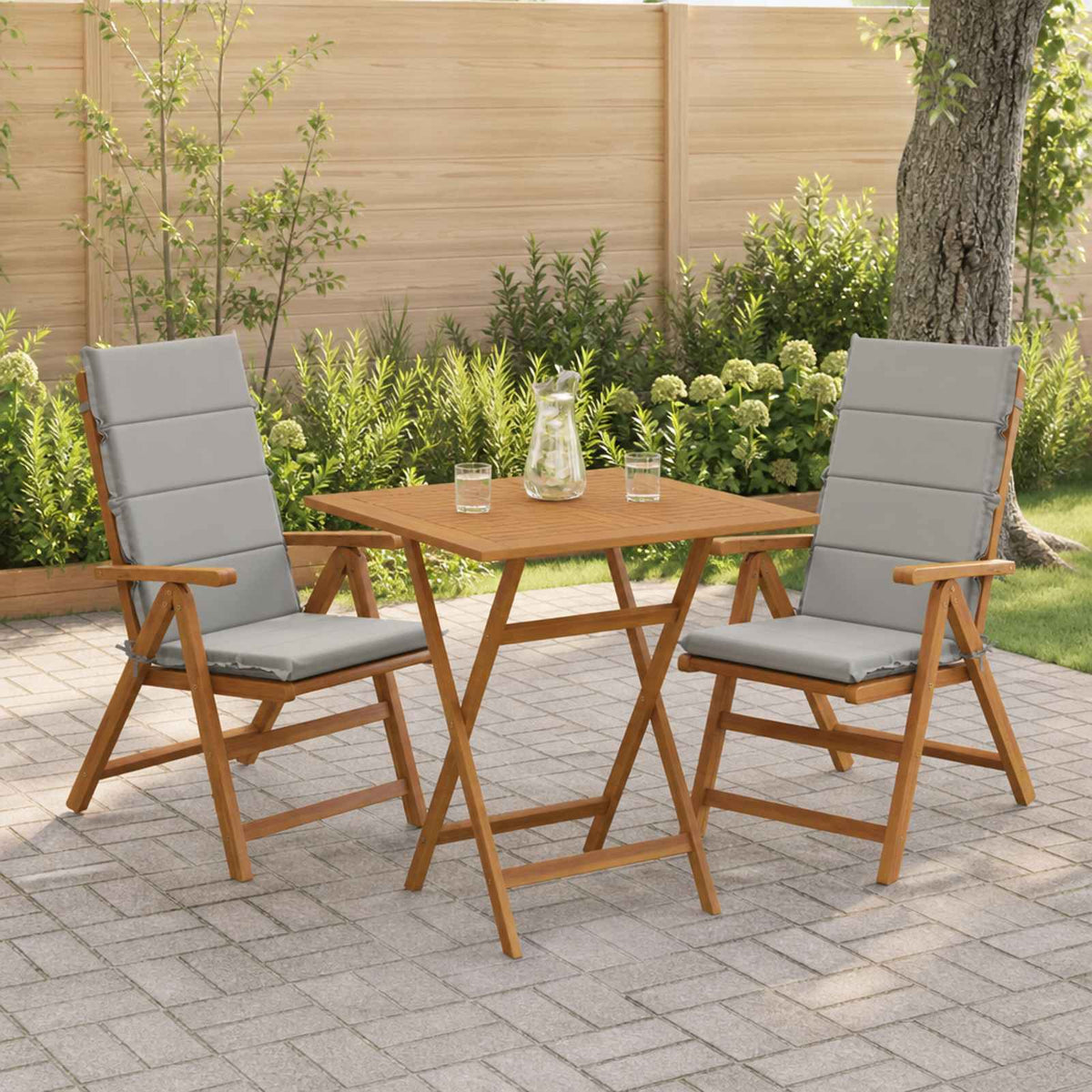 Vidaxl 2-delige hoog rug bhair kussens gemert 100% polyester grijs