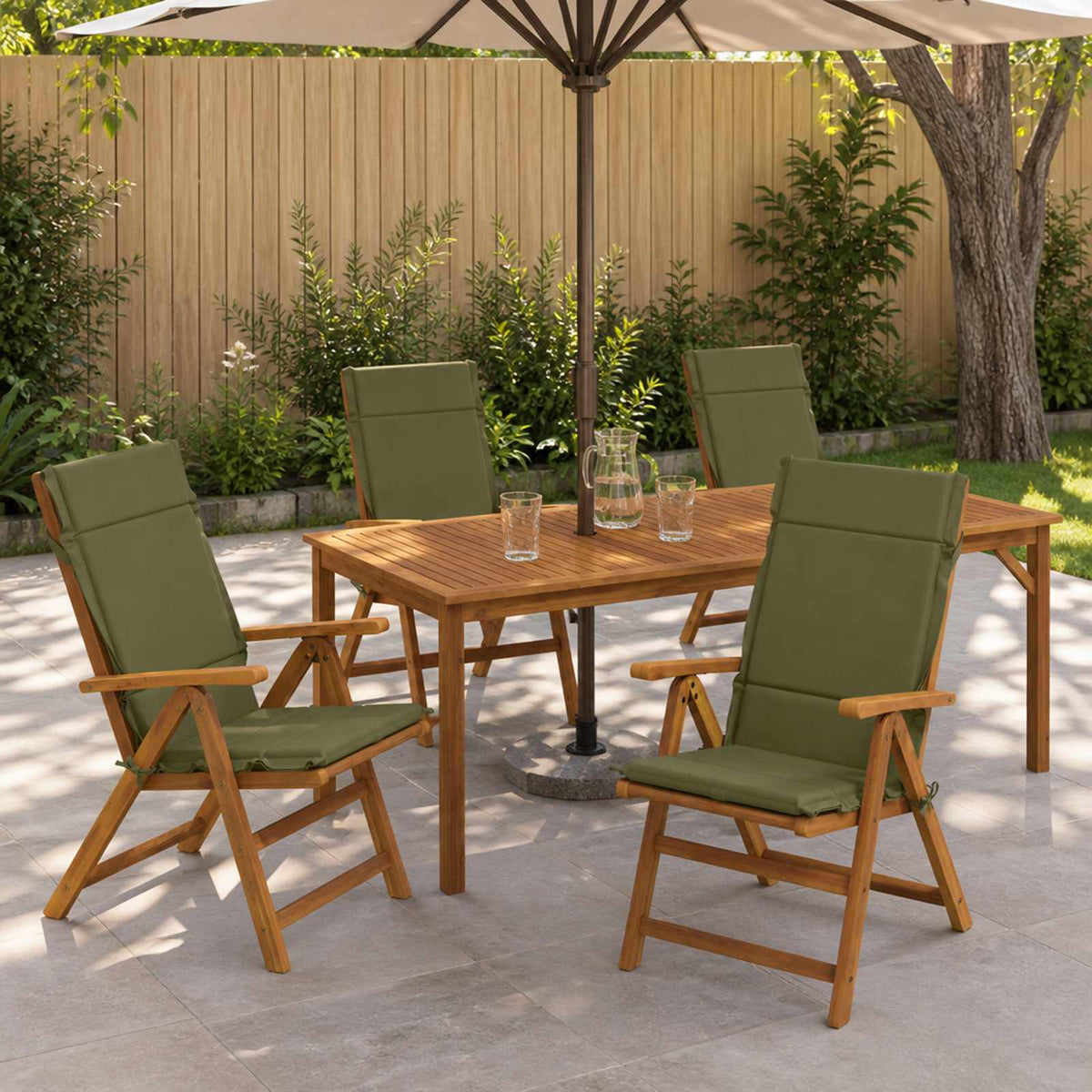 Vidaxl 4-delige hoogrug kussen gemert 4 pcs 100% polyester olijfgroen
