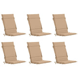 Vidaxl 6-delige hoogrug kussen gemert 6 pcs 100% polyester zand