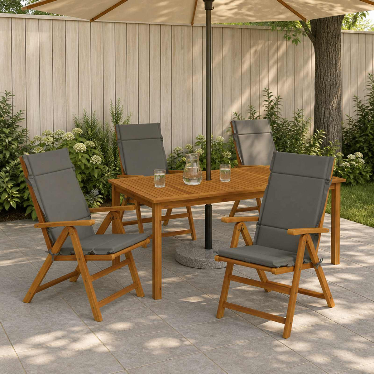 Vidaxl 4-delige hoogrug kussen gemert 4 pcs 100% polyester grijs