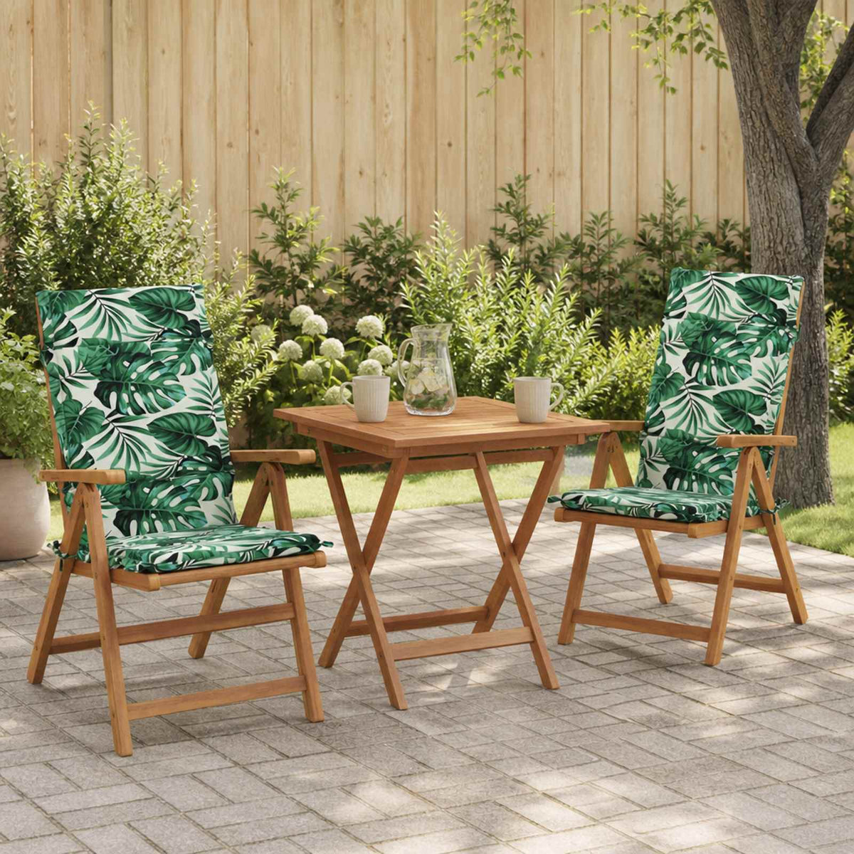 Vidaxl 2-delige hoogrug kussen gemert 2 pcs 100% polyester bladpatroon