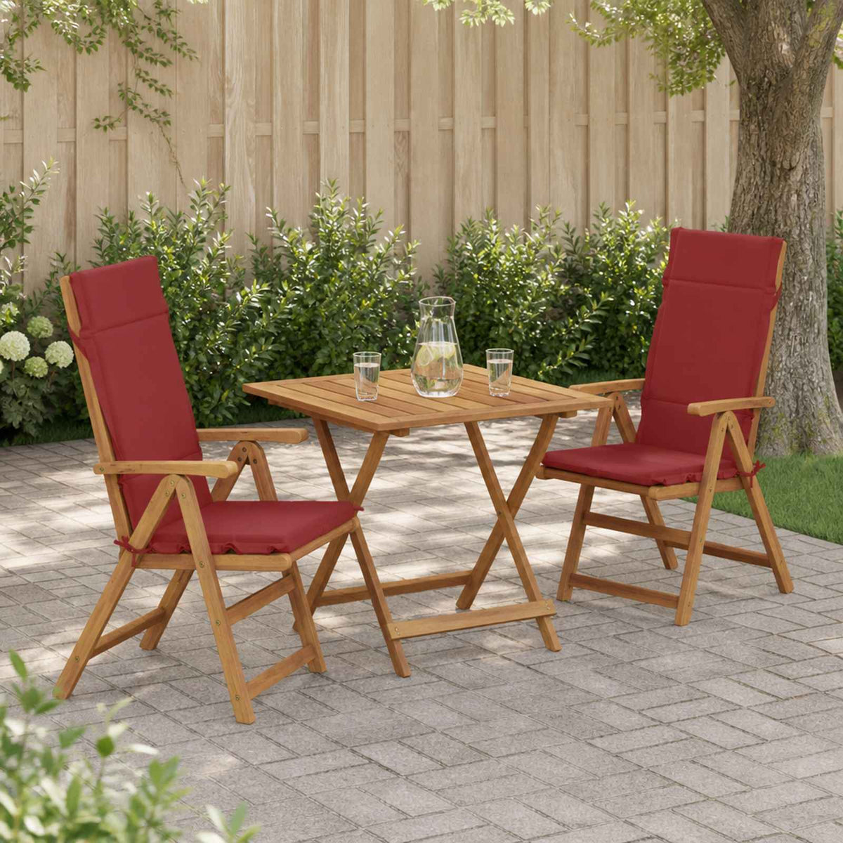 Vidaxl 2-delige hoogrug kussen gemert 2 pcs 100% polyester wijnrood