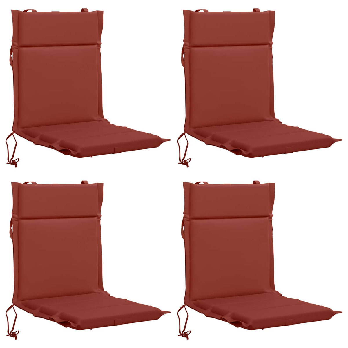 Vidaxl 4-delige hoogrug kussen gemert 4 pcs 100% polyester rood
