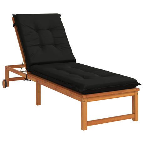 Vidaxl ligstoel kussen gemert 100% polyester zwart 190 x 50 x 9 cm