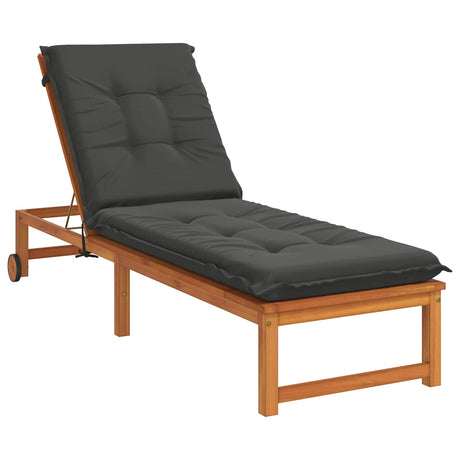 Vidaxl ligstoel kussen gemert 100% polyester antraciet 190 x 50 x 9 cm