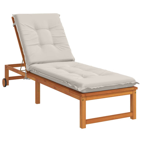 Vidaxl ligstoel kussen gemert 100% polyester wit 190 x 60 x 9 cm