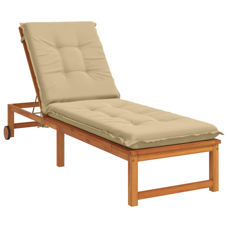 Vidaxl ligstoel kussen gemert 100% polyester beige 190 x 60 x 9 cm