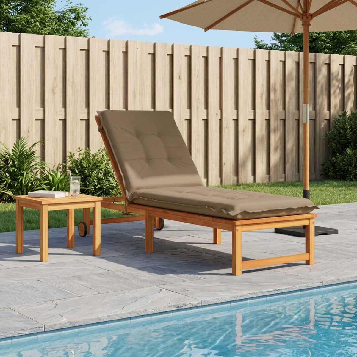 Vidaxl ligstoel kussen gemert 100% polyester taupe 190 x 50 x 9 cm