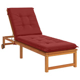 Vidaxl ligstoel kussen gemert 100% polyester wijnrood 190 x 60 x 9 cm
