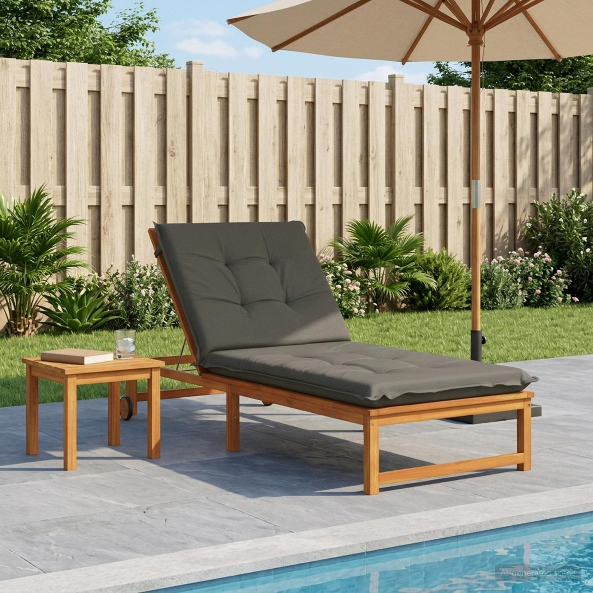 Vidaxl ligstoel kussen gemert 100% polyester grijs 190 x 70 x 9 cm