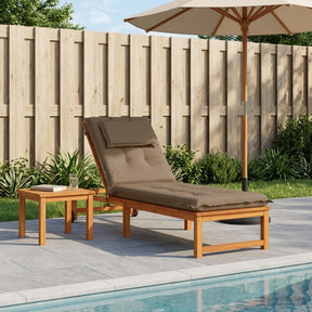 Vidaxl ligstoel kussen gemert 100% polyester taupe 190 x 50 x 9 cm
