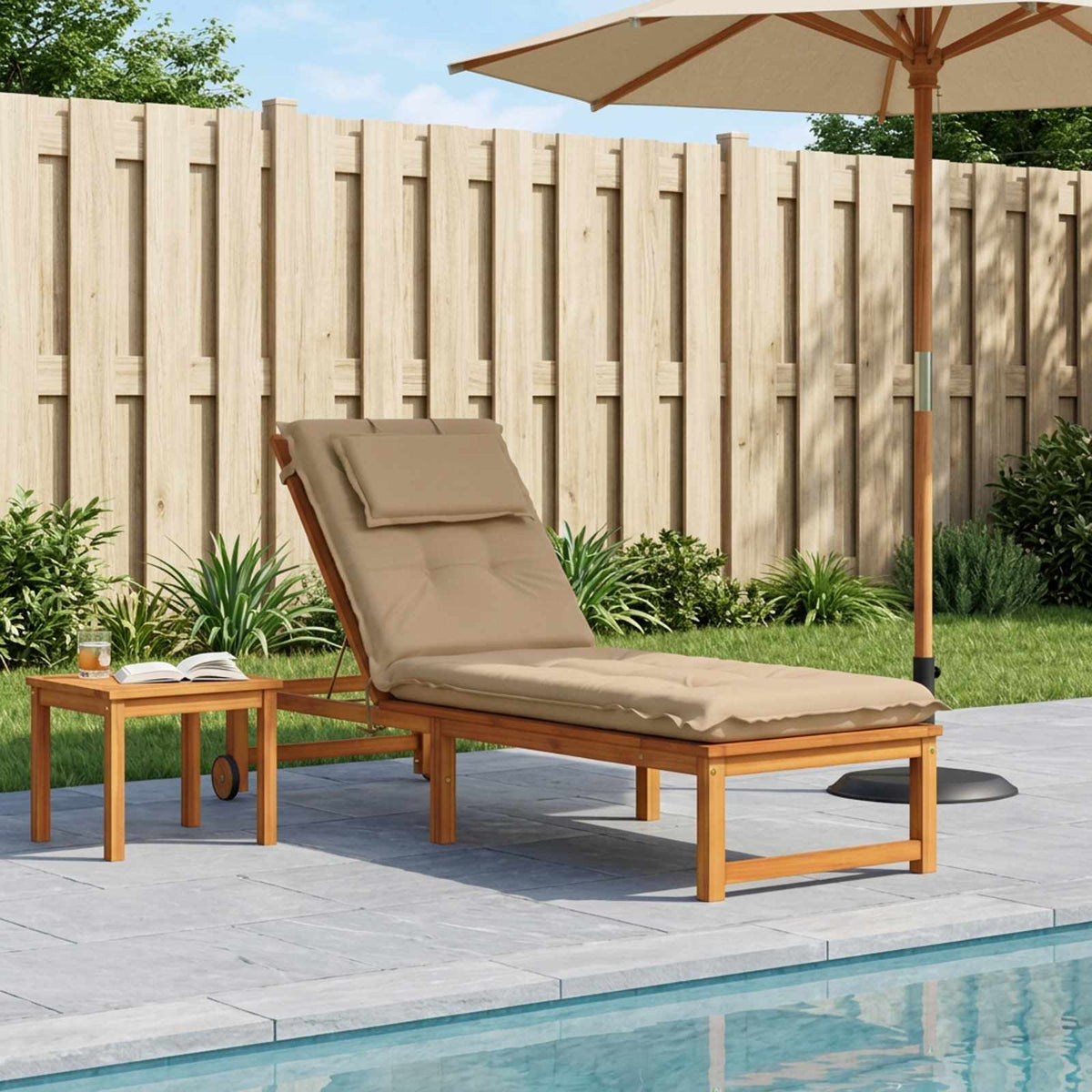 Vidaxl ligstoel kussen gemert 100% polyester zand 190 x 50 x 9 cm