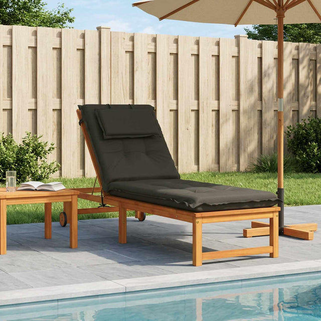 Vidaxl ligstoel kussen gemert 100% polyester antraciet 190 x 50 x 9 cm