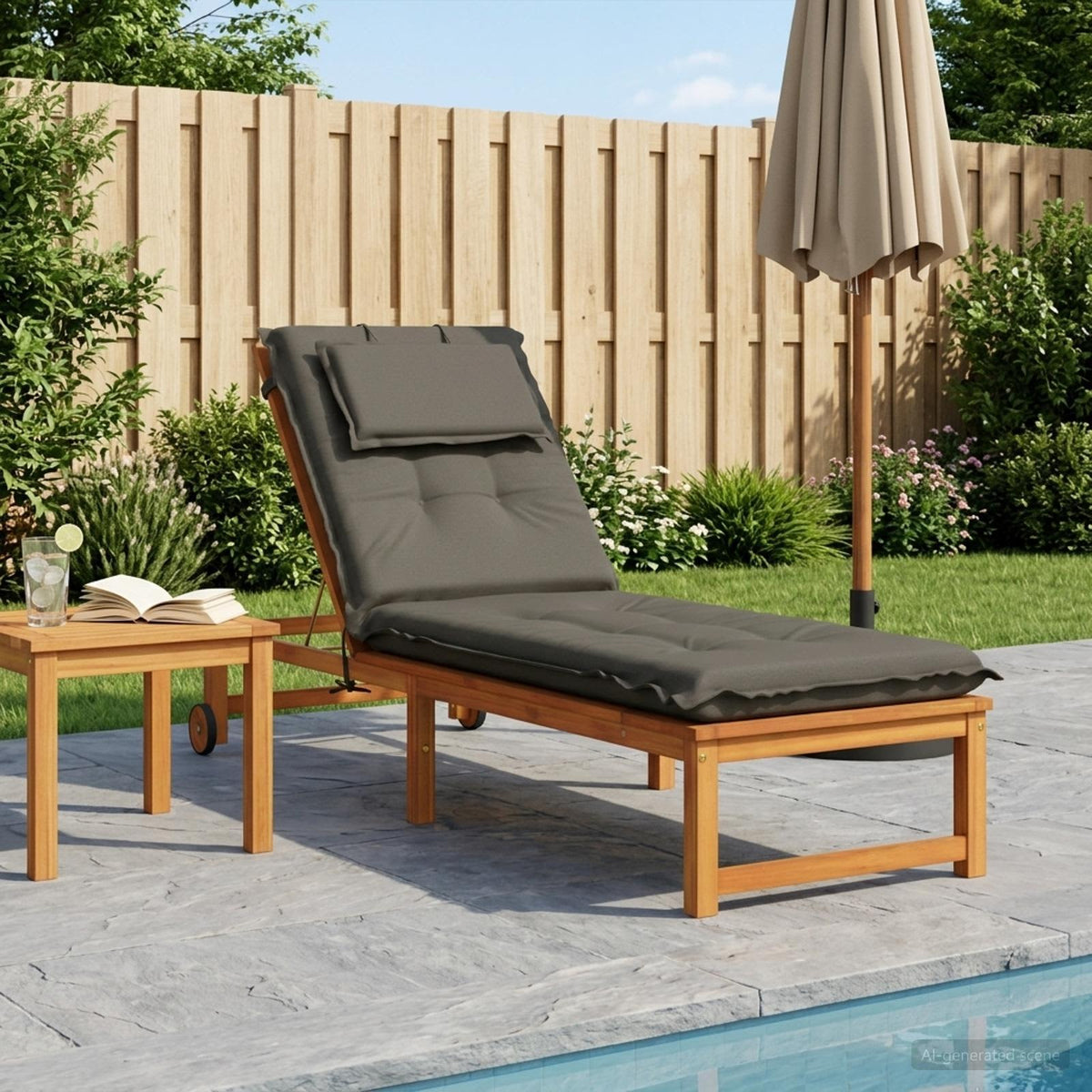 Vidaxl ligstoel kussen gemert 100% polyester grijs 190 x 60 x 9 cm