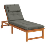 Vidaxl ligstoel kussen gemert 100% polyester grijs 190 x 60 x 9 cm