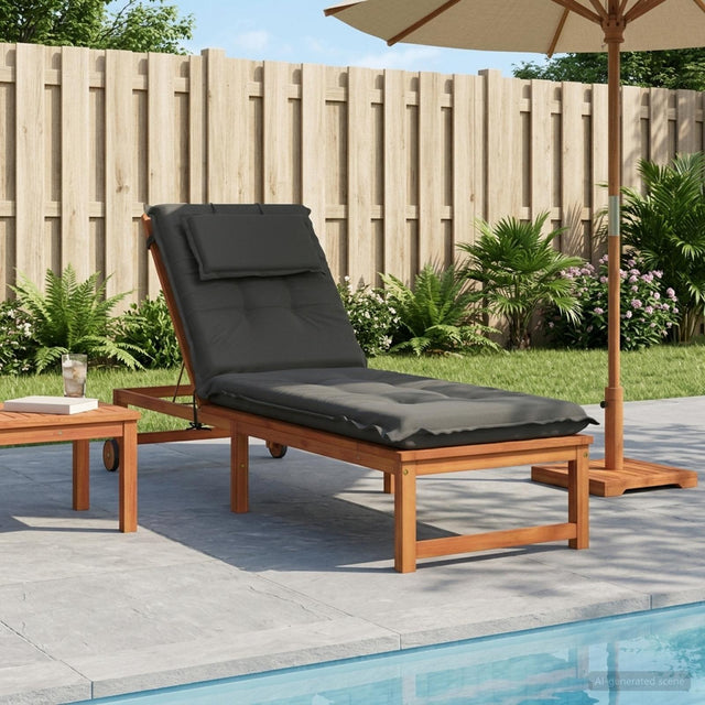 Vidaxl ligstoel kussen gemert 100% polyester antraciet 190 x 60 x 9 cm