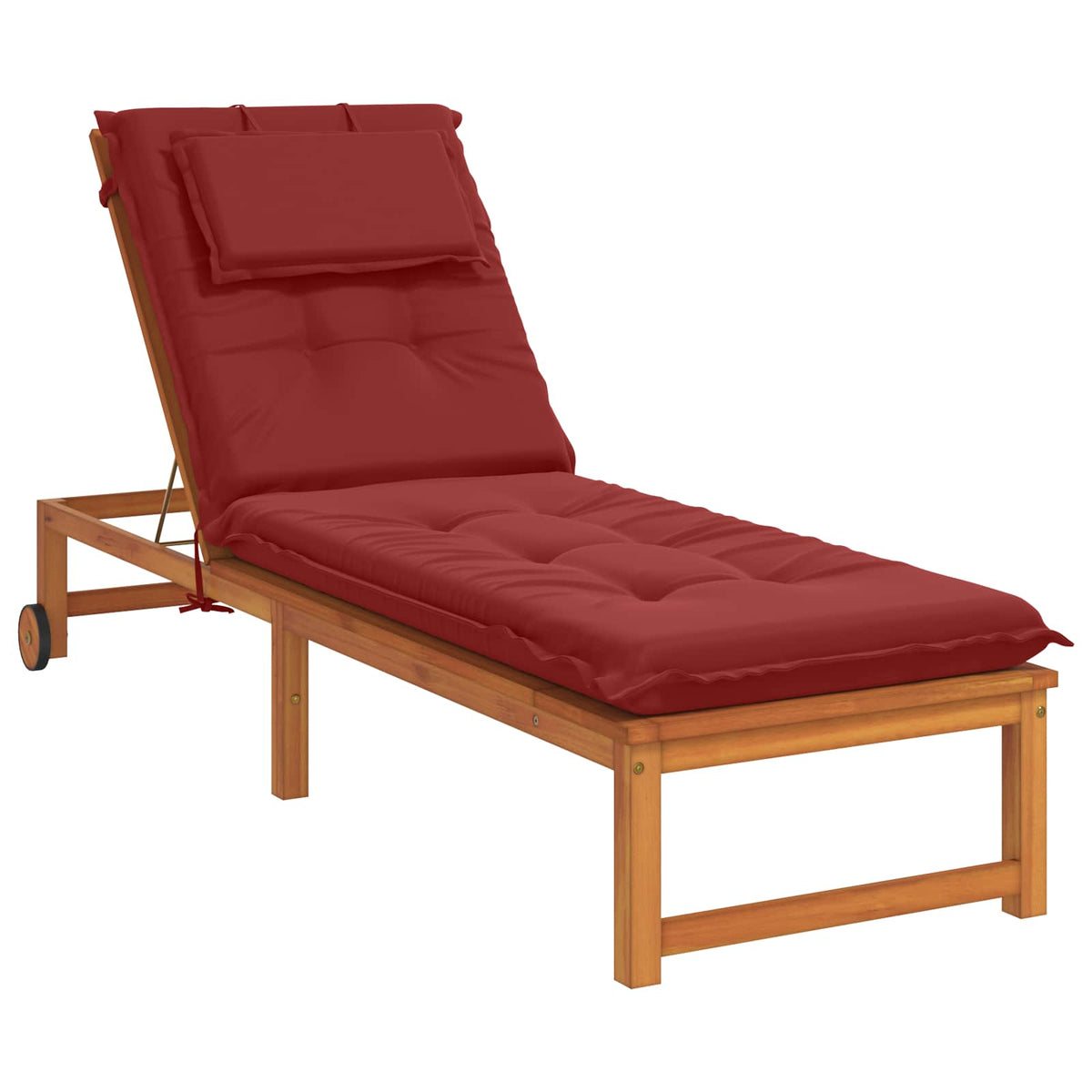 Vidaxl ligstoel kussen gemert 100% polyester wijnrood 190 x 60 x 9 cm