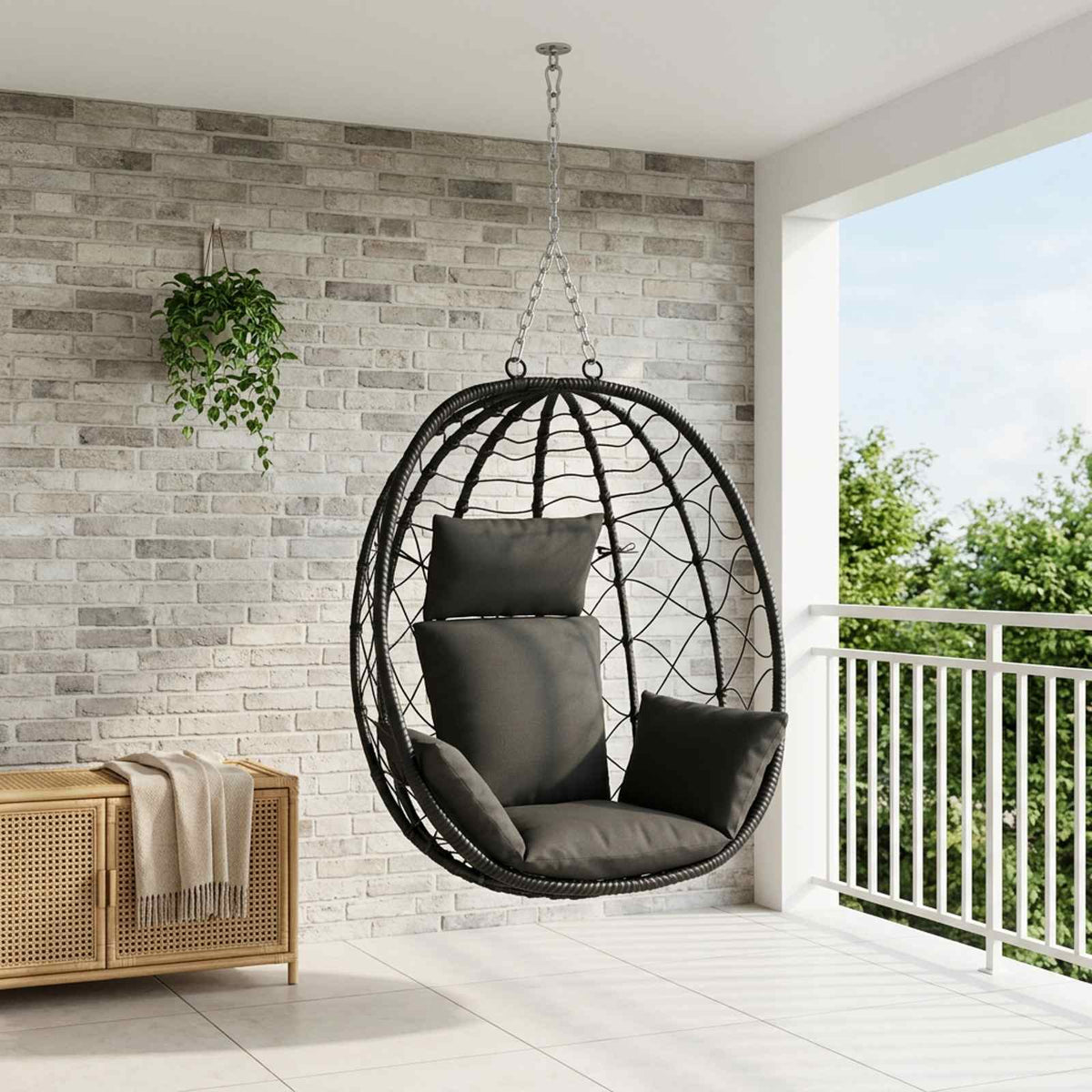 Vidaxl adirondack kussen putten 100% polyester zwart 60 x 145 x 10 cm