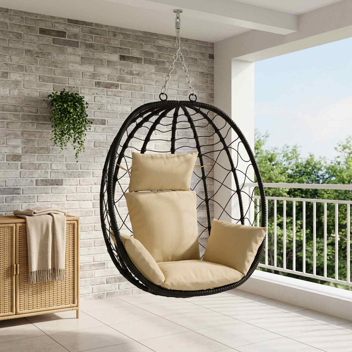 Vidaxl adirondack kussen putten 100% polyester beige 60 x 145 x 10 cm