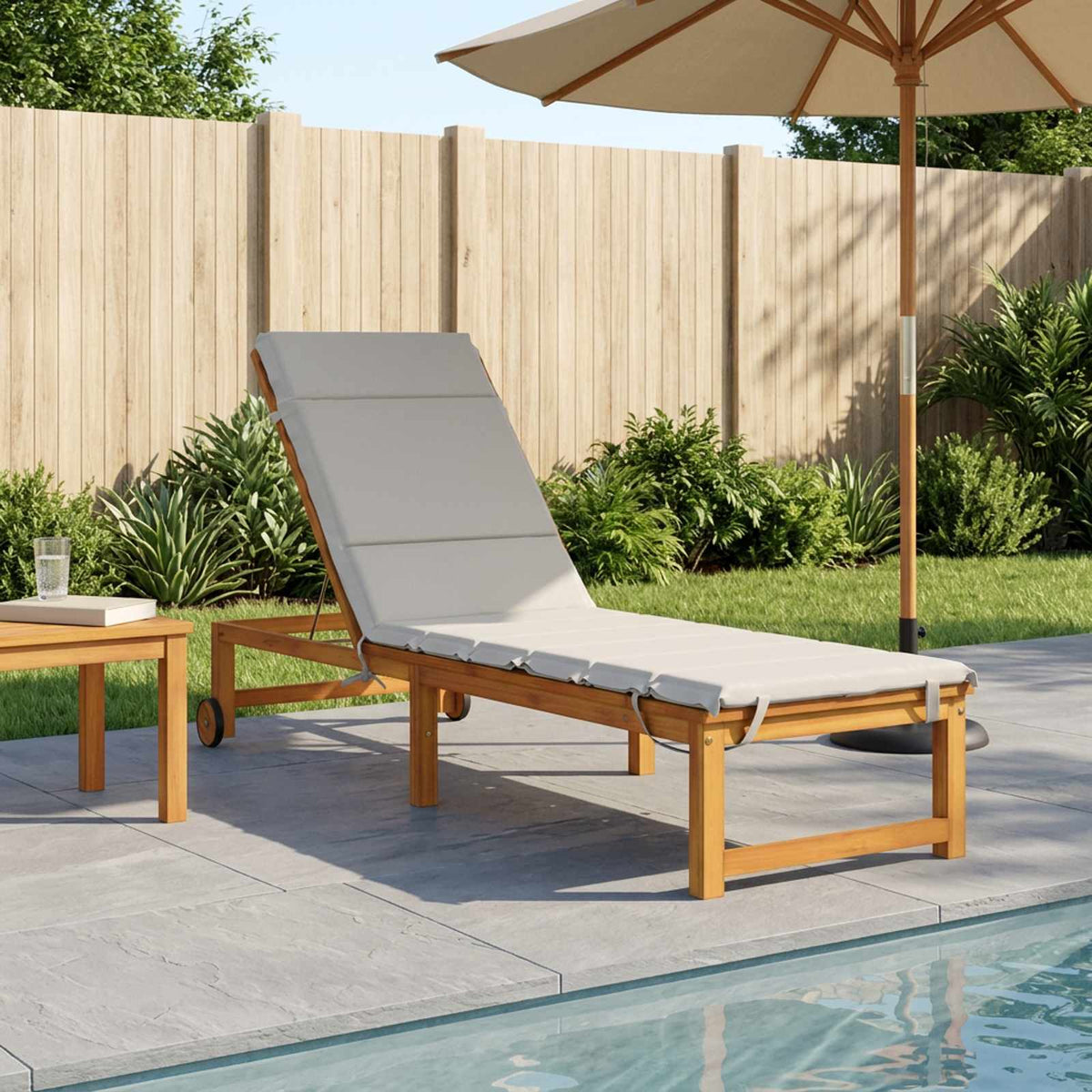 Vidaxl ligstoel kussen gemert 100% polyester wit 200 x 50 x 3 cm