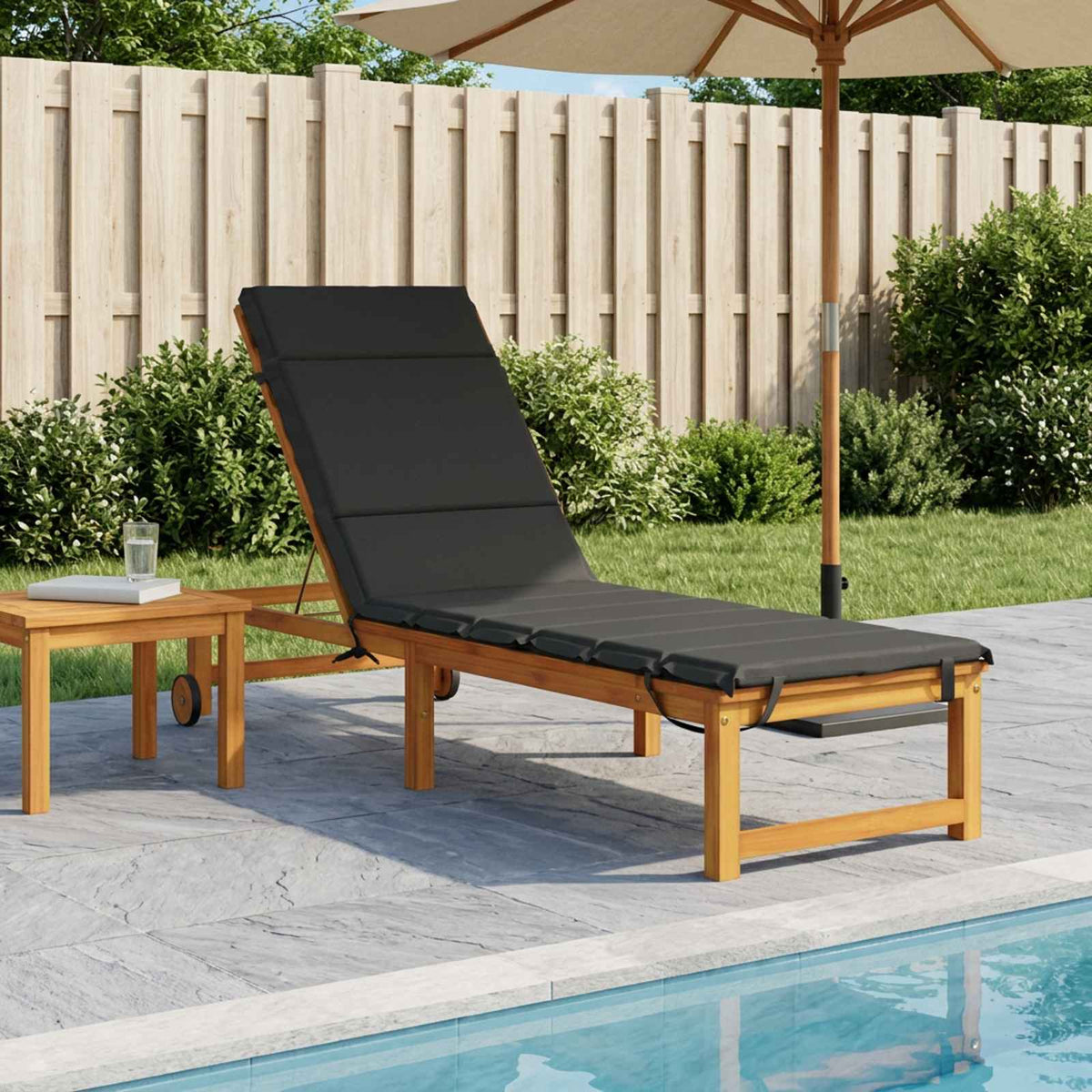 Vidaxl ligstoel kussen gemert 100% polyester antraciet 200 x 50 x 3 cm