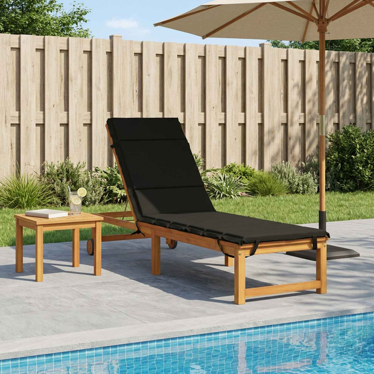 Vidaxl ligstoel kussen gemert 100% polyester zwart 200 x 50 x 3 cm