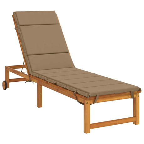 Vidaxl ligstoel kussen gemert 100% polyester taupe 200 x 60 x 3 cm
