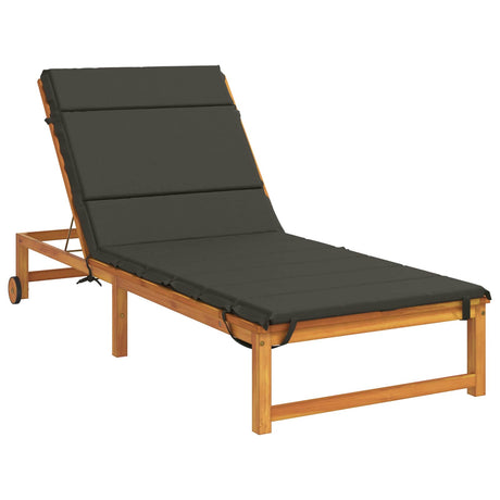 Vidaxl ligstoel kussen gemert 100% polyester antraciet 200 x 70 x 3 cm