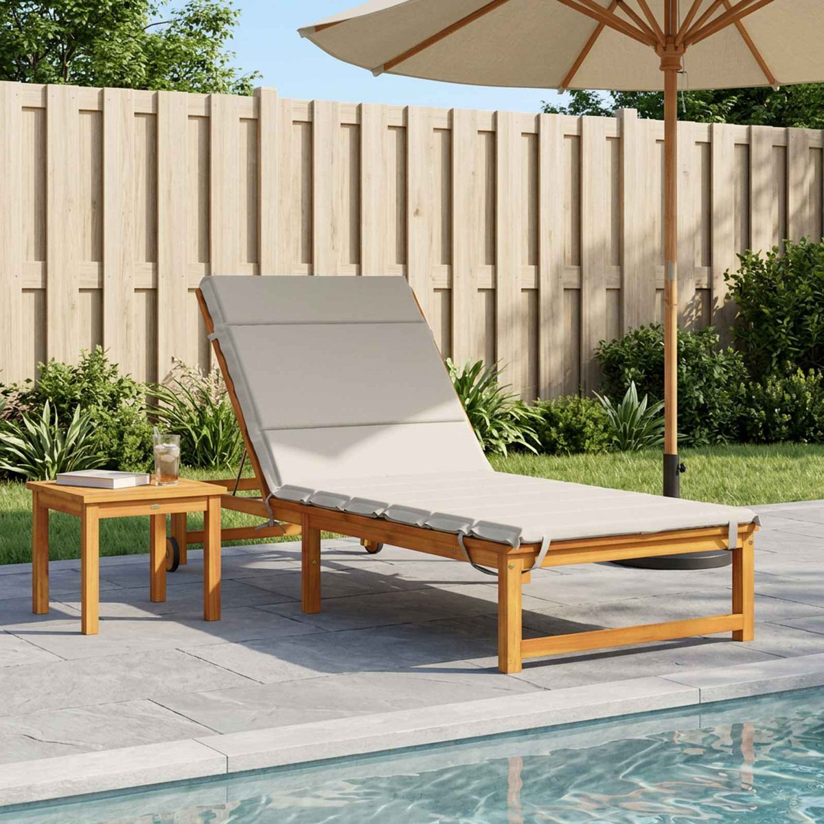 Vidaxl ligstoel kussen gemert 100% polyester wit 200 x 70 x 3 cm