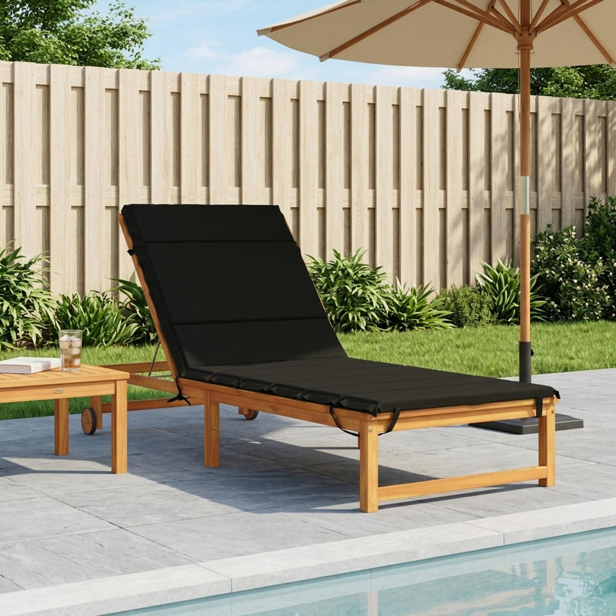 Vidaxl ligstoel kussen gemert 100% polyester zwart 200 x 70 x 3 cm