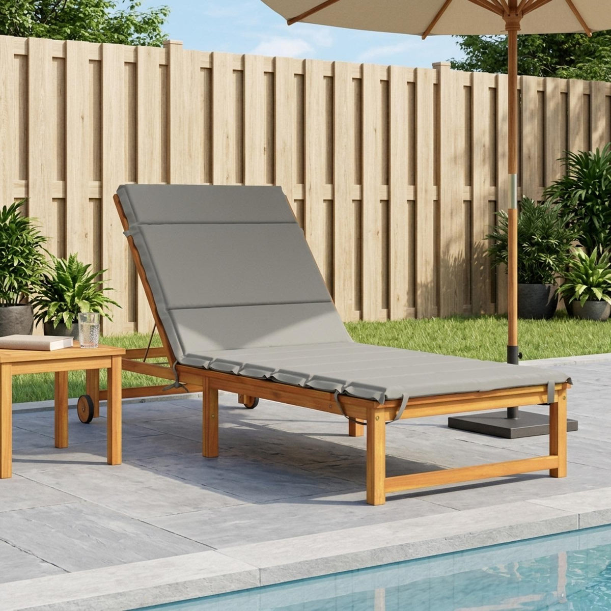 Vidaxl ligstoel kussen gemert 100% polyester grijs 200 x 80 x 3 cm