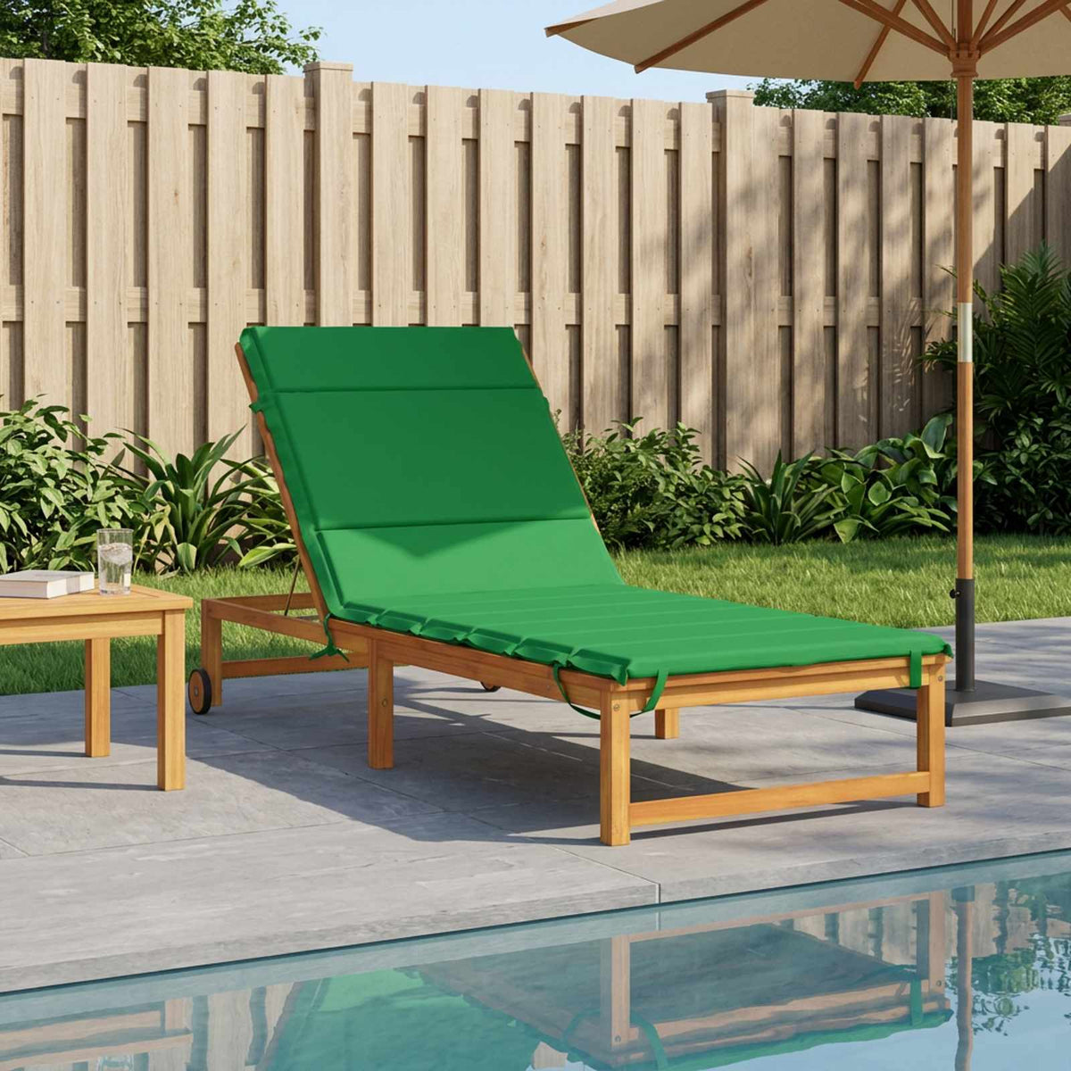 Vidaxl ligstoel kussen gemert 100% polyester groen 200 x 90 x 3 cm