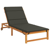 Vidaxl ligstoel kussen gemert 100% polyester antraciet 200 x 90 x 3 cm