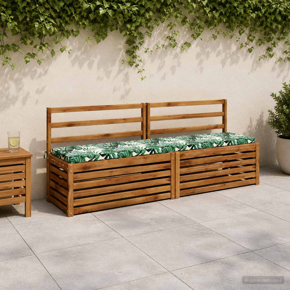 Vidaxl bankkussen soest 100% polyester bladpatroon 200 x 40 x 5 cm