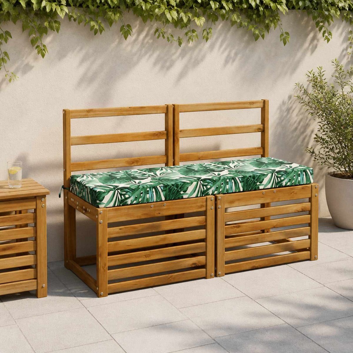 Vidaxl bankkussen soest 100% polyester bladpatroon 100 x 40 x 8 cm