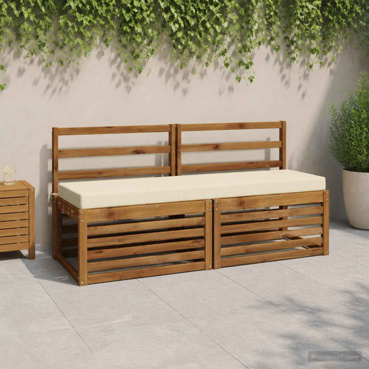 Vidaxl bankkussen soest 100% polyester crèmekleurig 140 x 40 x 8 cm