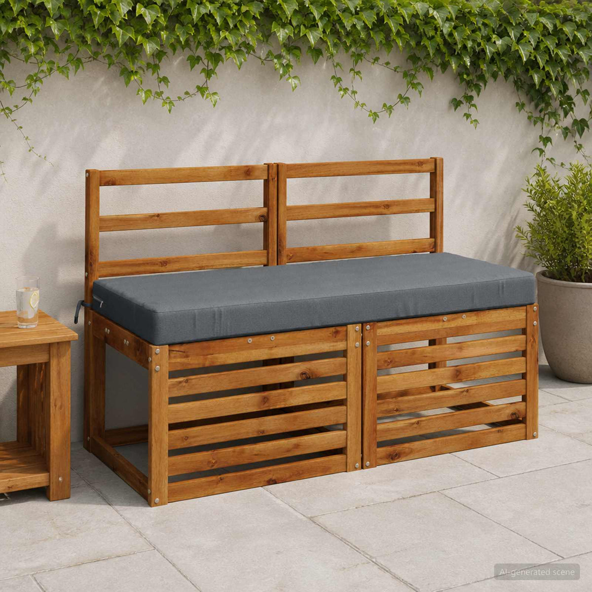 Vidaxl 2-delige bankkussens soest 100% polyester blauw 120 x 50 x 8 cm