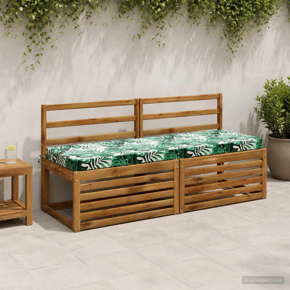 Vidaxl bankkussen soest 100% polyester bladpatroon 140 x 50 x 8 cm