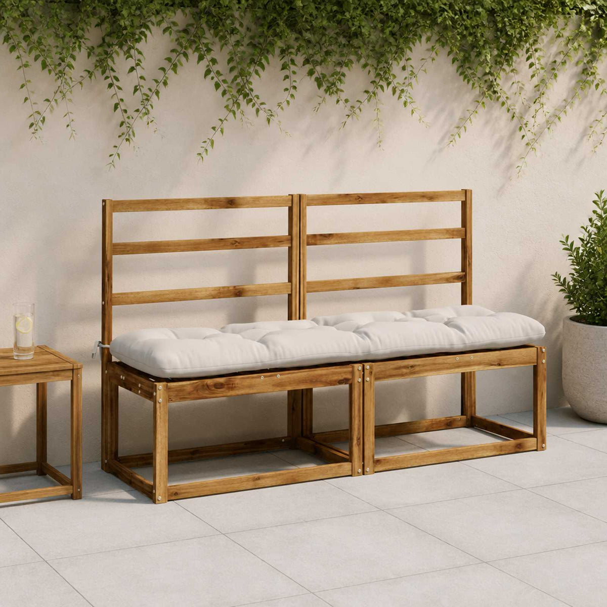 Vidaxl 2-delige bankkussens vianen 100% polyester wit 150 x 40 x 12 cm