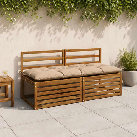 Vidaxl bank kussens vianen 2 st 100% polyester zand 150 x 60 x 12 cm