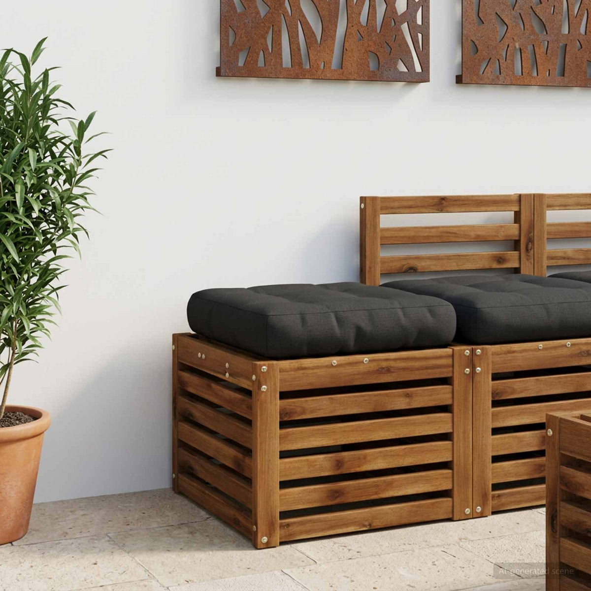 Vidaxl 1-piece zitkussen vianen 100% polyester zwart 40 x 40 x 12 cm